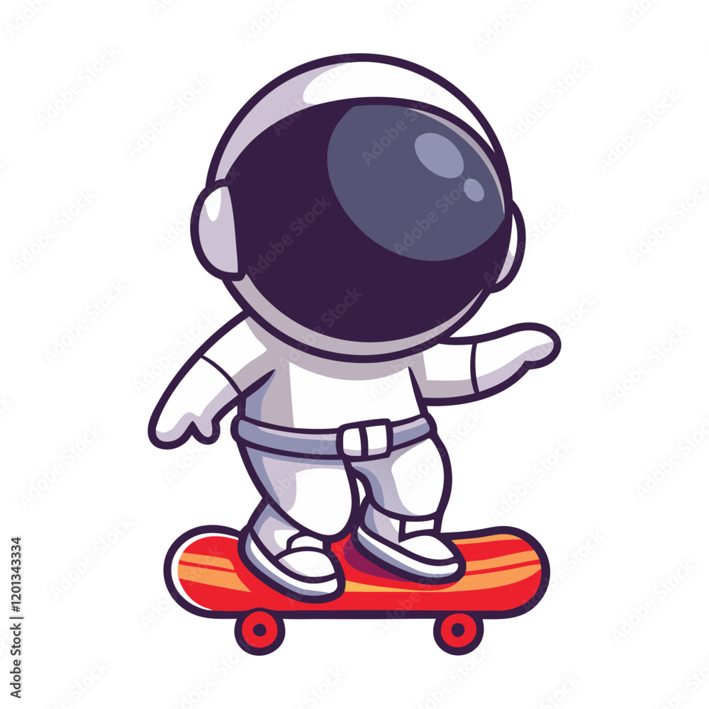 Cute Astronaut Riding a Skateboard in Space Cute Astronaut Riding a Skateboard in Space