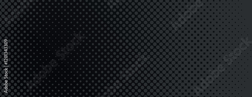 Dark black background with a subtle halftone pattern. The black background has a sleek, textured style, enhancing depth and elegance. Minimal black abstract vector background, dark halftone wallpaper