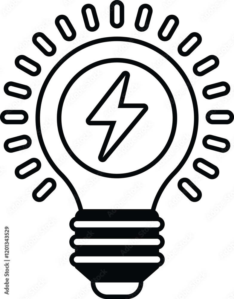 A light bulb with a lightning bolt on it A light bulb with a lightning bolt on it