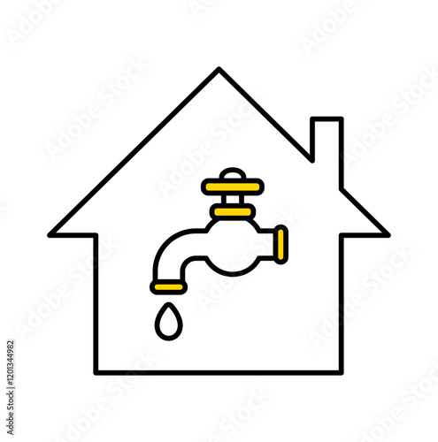 水道代と家のアイコンイラスト