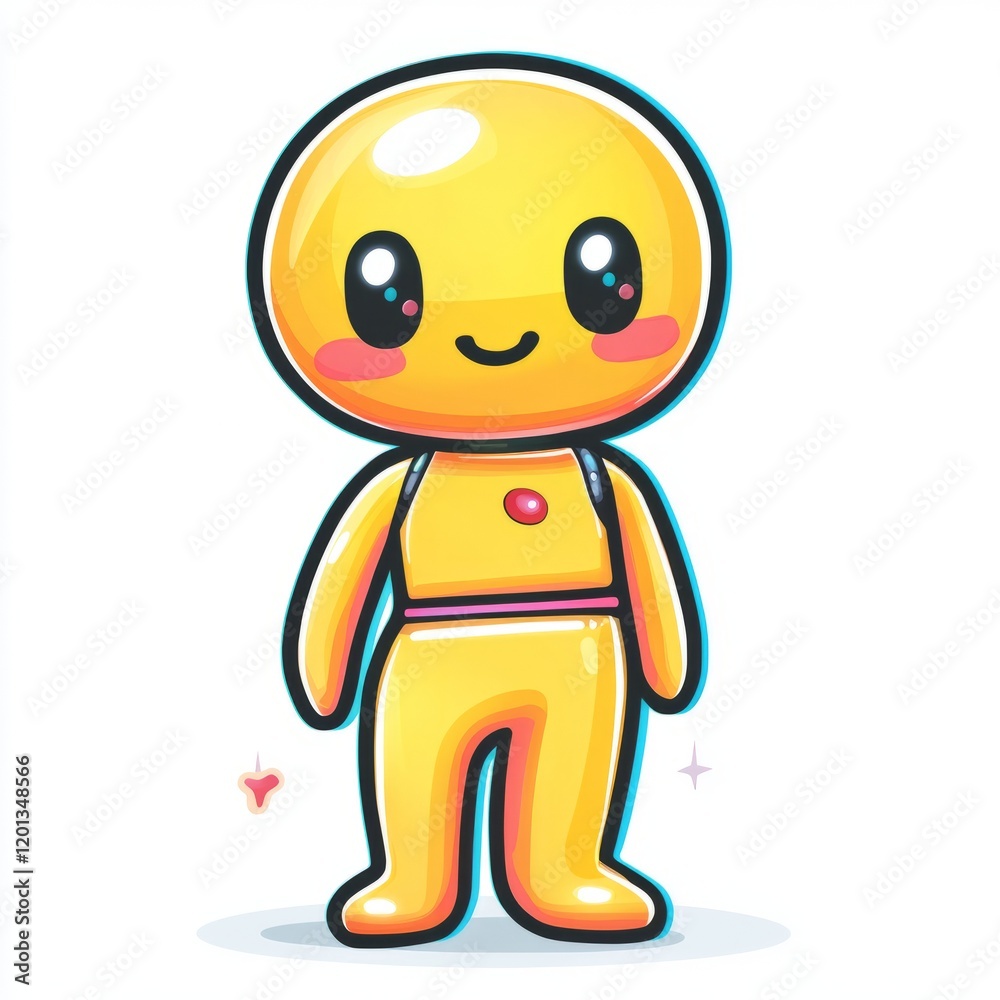 Adorable Yellow Cartoon Character Standing Happily Adorable Yellow Cartoon Character Standing Happily