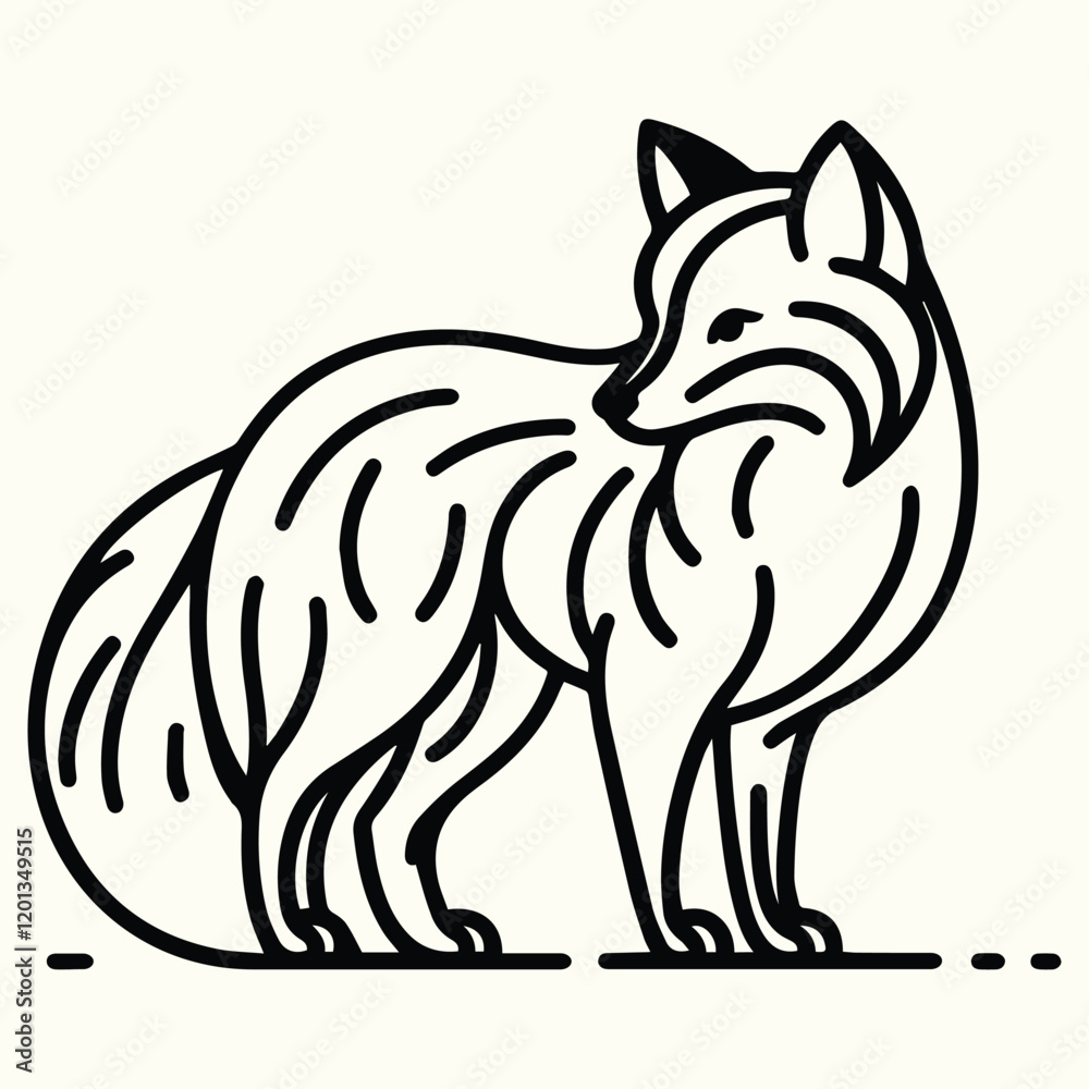 Obraz premium Fox Sketch Drawing Line Art Animal Wildlife
