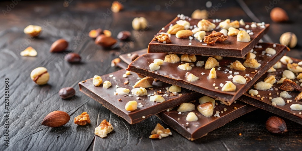 Assorted Chocolate Bars with Nuts and Sea Salt Decorations Assorted Chocolate Bars with Nuts and Sea Salt Decorations