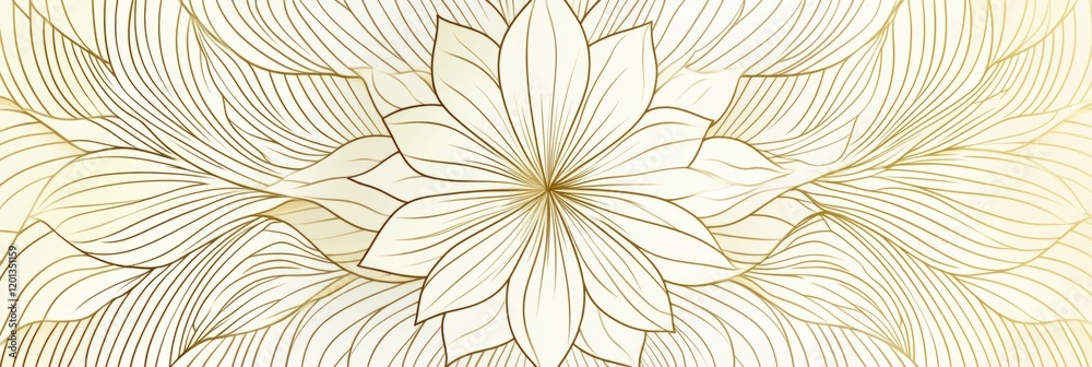 Decorative golden floral pattern with intricate line details on a soft background Decorative golden floral pattern with intricate line details on a soft background