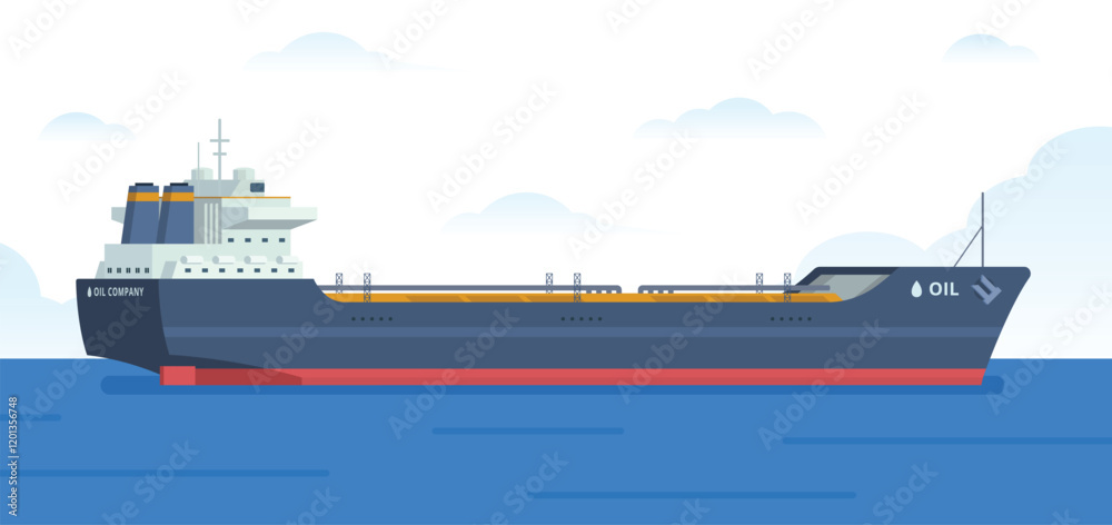Fototapeta premium Oil Tanker Ship Vector Illustration. Fully Editable Element. Easy to Edit and Customize