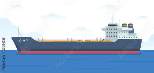 Oil Tanker Ship Vector Illustration. Fully Editable Element. Easy to Edit and Customize 