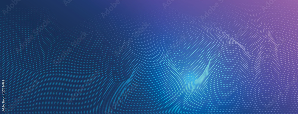 Abstract background with a purple gradient. The background has a dotted texture with flowing wave patterns. Blue and purple tones. Neon glow halftone pattern background. Blue background vector. Abstract background with a purple gradient. The background has a dotted texture with flowing wave patterns. Blue and purple tones. Neon glow halftone pattern background. Blue background vector.