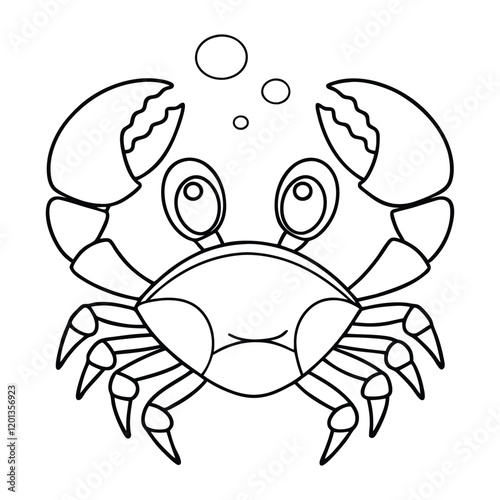 Outline cartoon crab for coloring book