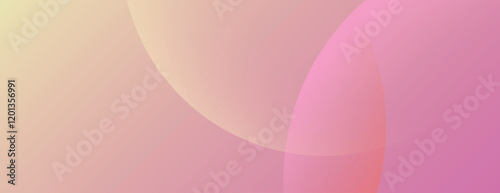 Soft pastel background with overlapping circles. Pink and yellow hues create a smooth, gradient texture. Pink and yellow dominate the background. Minimal abstract circles vector gradient background
