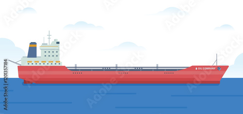 Oil Tanker Ship Vector Illustration. Fully Editable Element. Easy to Edit and Customize 
