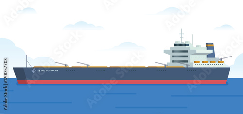 Oil Tanker Ship Vector Illustration. Fully Editable Element. Easy to Edit and Customize 