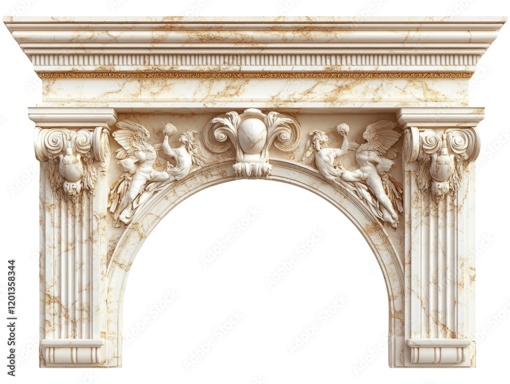 Obraz premium Mythological Gold Frame Portal Architecture with Ornate Design