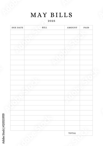 January to December Bills Planner Template  Elegant Minimalist Finance Planner