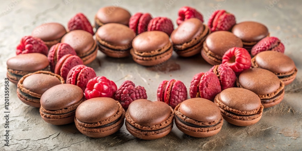 Heart-Shaped Dessert Arrangement with Macarons and Berries Heart-Shaped Dessert Arrangement with Macarons and Berries