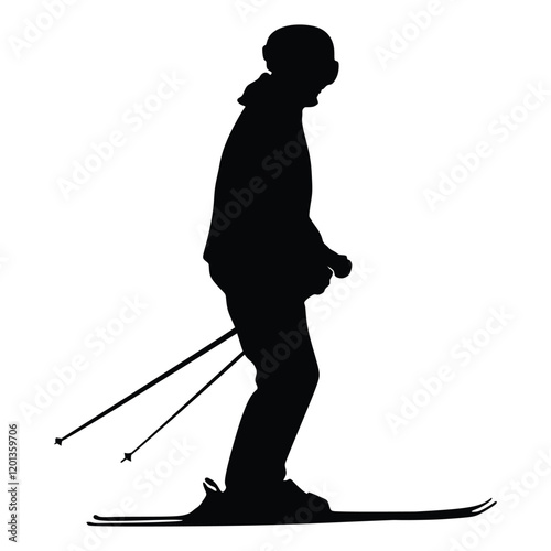 Silhouette of a skier in winter. Ski silhouette isolated vector design