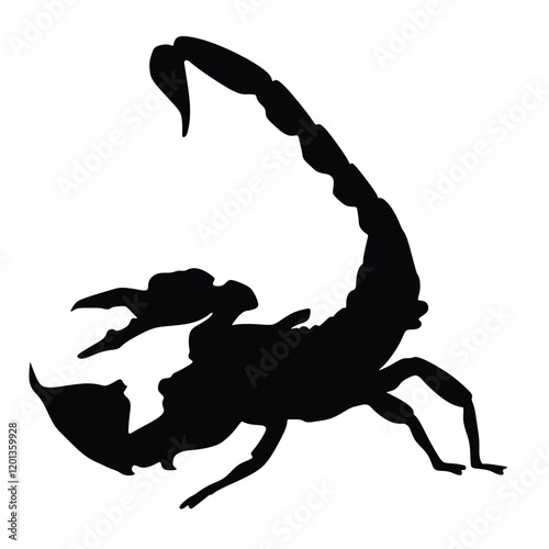Scorpion drawing. Single scorpio vector illustration. Scorpion with claws and sting. Contour art print. Romantic symbol in simple linear style. Minimalistic icon. Scorpion outline logo