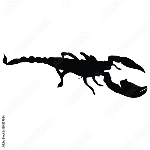 Scorpion drawing. Single scorpio vector illustration. Scorpion with claws and sting. Contour art print. Romantic symbol in simple linear style. Minimalistic icon. Scorpion outline logo