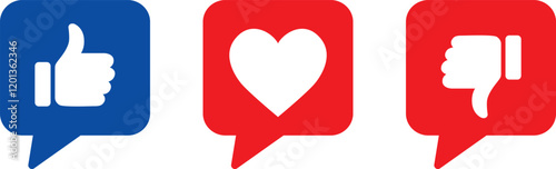 Set of social media icons in speech bubble form - Vector Illustration - v1