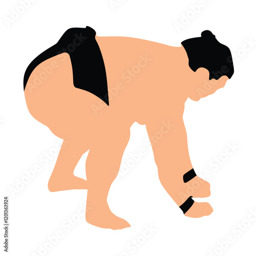 Sumo wrestlers silhouette, Vector sumo wrestler silhouette. Black on white icon.
