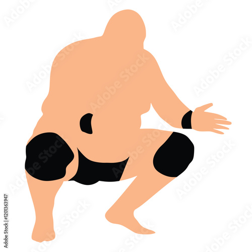 Sumo wrestlers silhouette, Vector sumo wrestler silhouette. Black on white icon.