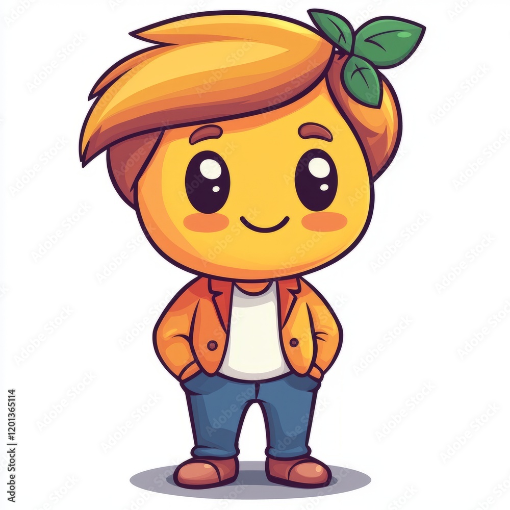 An orange boy character wears a smart casual outfit An orange boy character wears a smart casual outfit