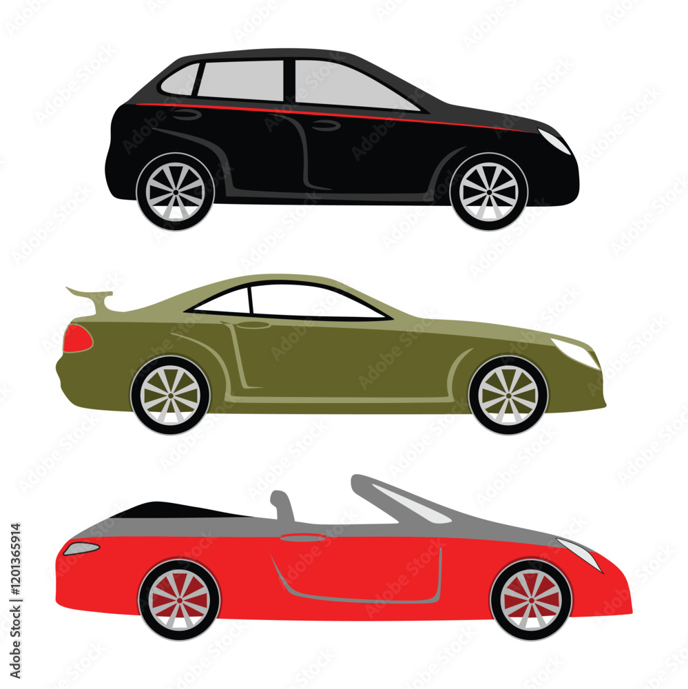 Fototapeta premium Car vector line set