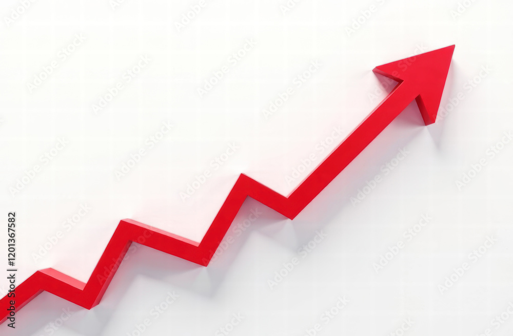 red ascending arrow zigzag. upward trend in the economy. growing business red ascending arrow zigzag. upward trend in the economy. growing business