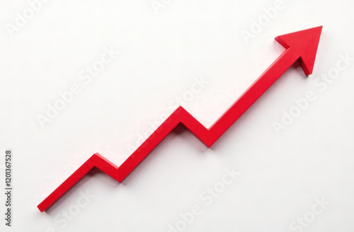 red ascending arrow zigzag. upward trend in the economy. growing business