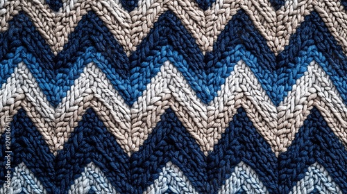 Scandinavian-style sweater texture design in white and blue colors.