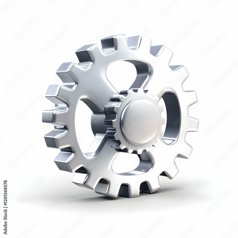 Shiny silver gear for industrial applications. Shiny silver gear for industrial applications.