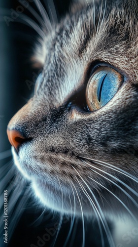Cat gazing out the window on a rainy day in a cozy home