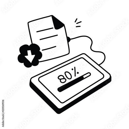 Icon of downloading files or documents from the internet.