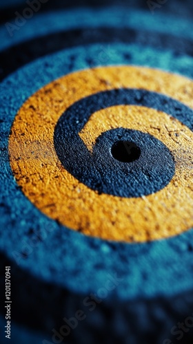 Colorful concentric circles showcasing vibrant blue and yellow patterns in a ...