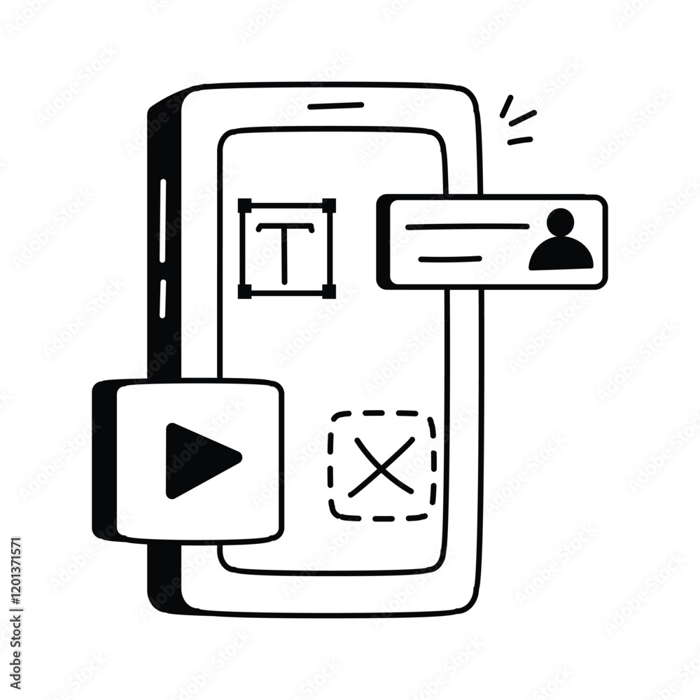 Fototapeta premium Icon of a user interface layout with design and interactive elements.