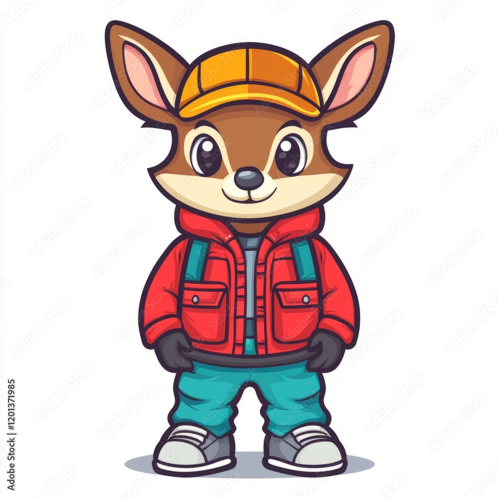 Cute Deer Character Wearing Winter Outfit Cute Deer Character Wearing Winter Outfit