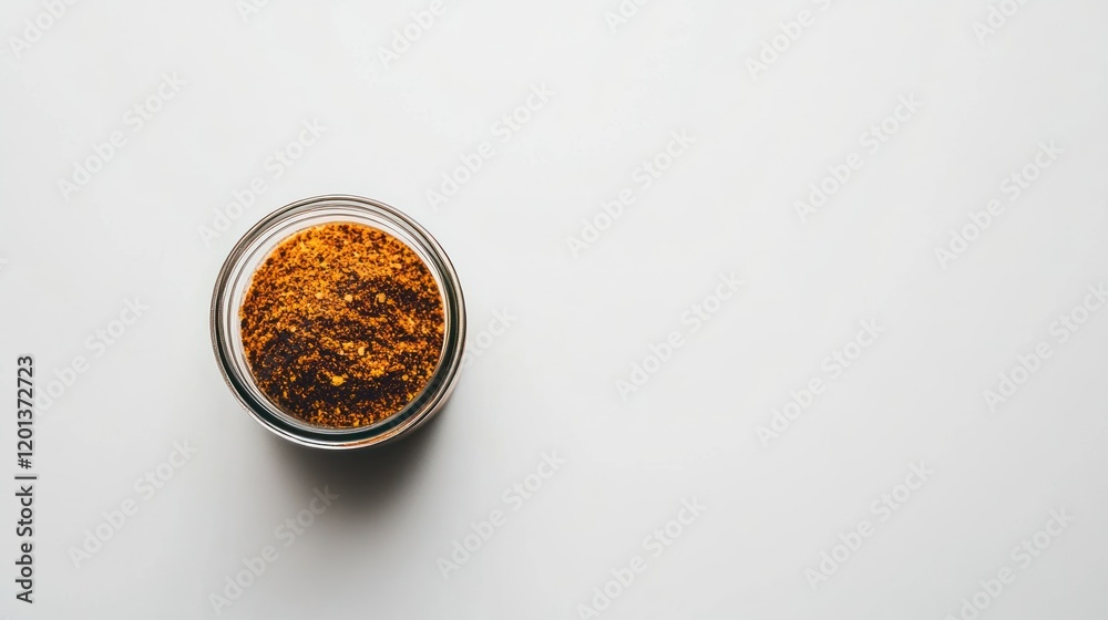 Turmeric powder jar, white background, copy space, food photography, recipe Turmeric powder jar, white background, copy space, food photography, recipe