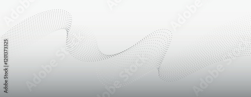 Gray background with dotted wave pattern. The background is smooth and modern. Gray color enhances the background's sleek texture. Minimal abstract dotted wave, modern digital background vector