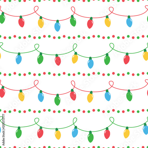 String Lights Christmas seamless pattern design for background, wallpaper, textile design, fabric, card , wrapping paper , notebook, diary cover, blanket, blanket for kids, decorative and etc.
