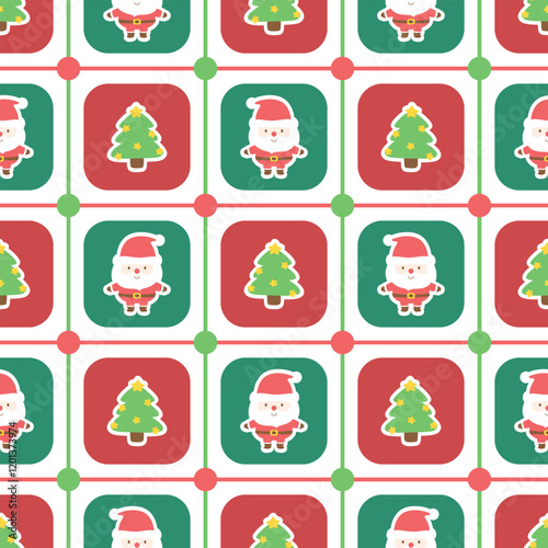 Santa and Christmas tree seamless pattern design for background, wallpaper, textile design, fabric, card , wrapping paper , notebook, diary cover, blanket, blanket for kids, decorative and etc.
