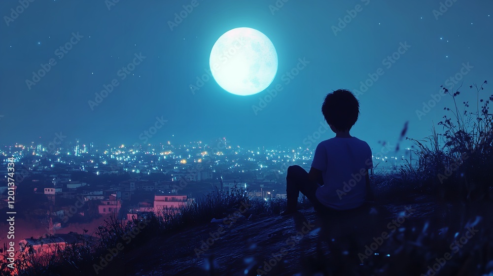 2d Animation young boy sitting on the top of the hill 2d Animation young boy sitting on the top of the hill
