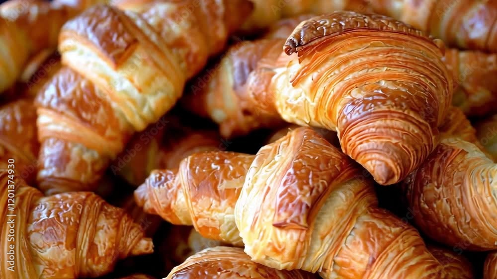Golden-brown croissants piled high, showcasing flaky layers and delicious texture. Perfect for bakery, food blog, or breakfast imagery. Golden-brown croissants piled high, showcasing flaky layers and delicious texture. Perfect for bakery, food blog, or breakfast imagery.