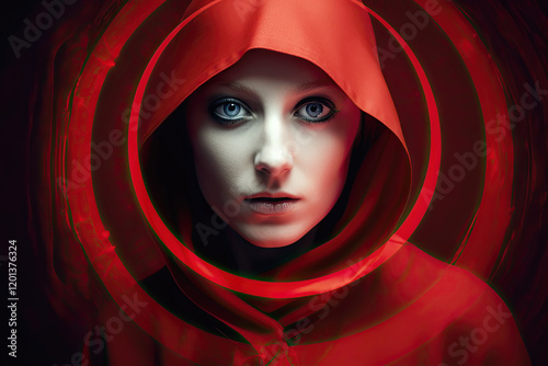 Woman in Red Hood. Generative AI, non-existent person.	