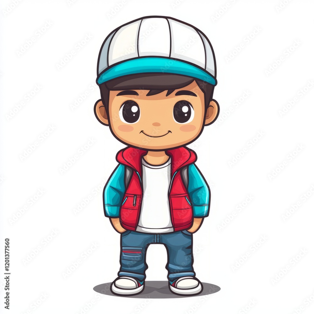 Happy Cartoon Boy Wearing Stylish Clothes Happy Cartoon Boy Wearing Stylish Clothes