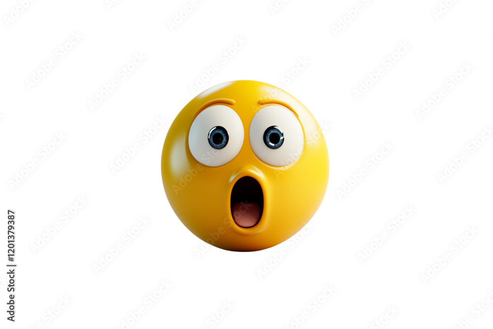 Fototapeta premium Make an emoji with wide, round eyes and an open mouth, expressing shock or surprise.