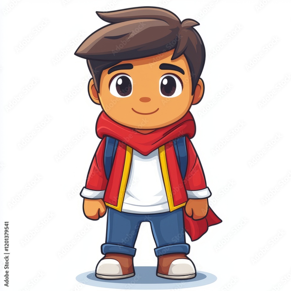 A Cartoon Boy Wearing a Red Jacket and Jeans A Cartoon Boy Wearing a Red Jacket and Jeans