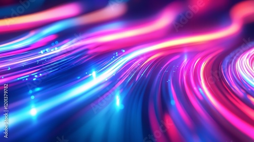 3d rendering glowing lines neon lights abstract