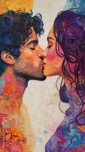 Couple sharing a romantic kiss in an intimate setting