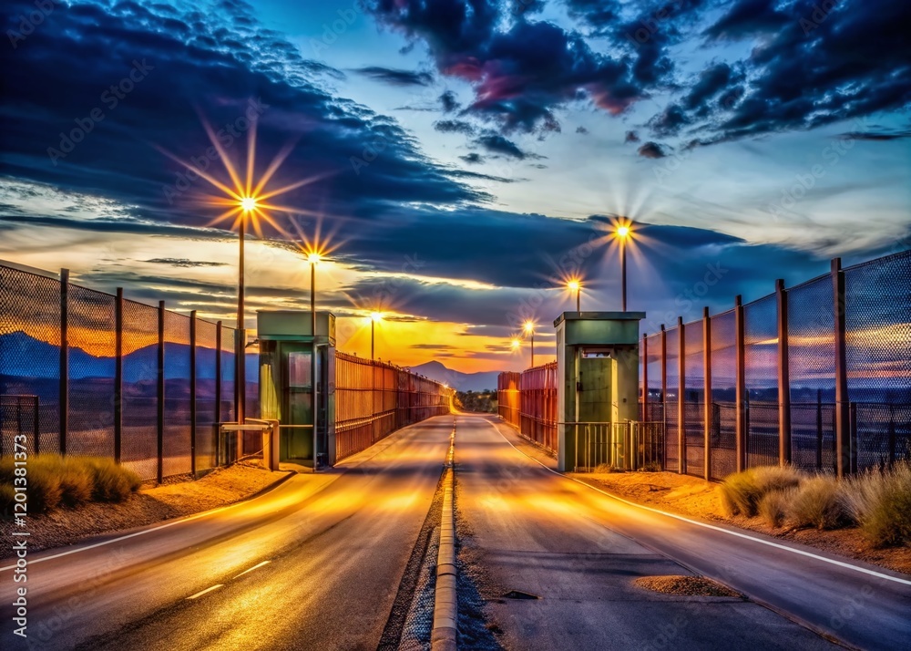 Night Shadows: Immigration Border Patrol Checkpoint at Night Night Shadows: Immigration Border Patrol Checkpoint at Night