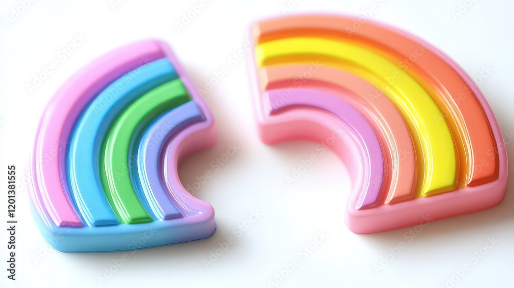 Obraz premium Colorful Rainbow Stacking Toys on White Generative AI