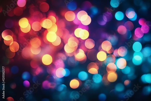 Colorful bokeh lights create a dreamy atmosphere in a nighttime setting